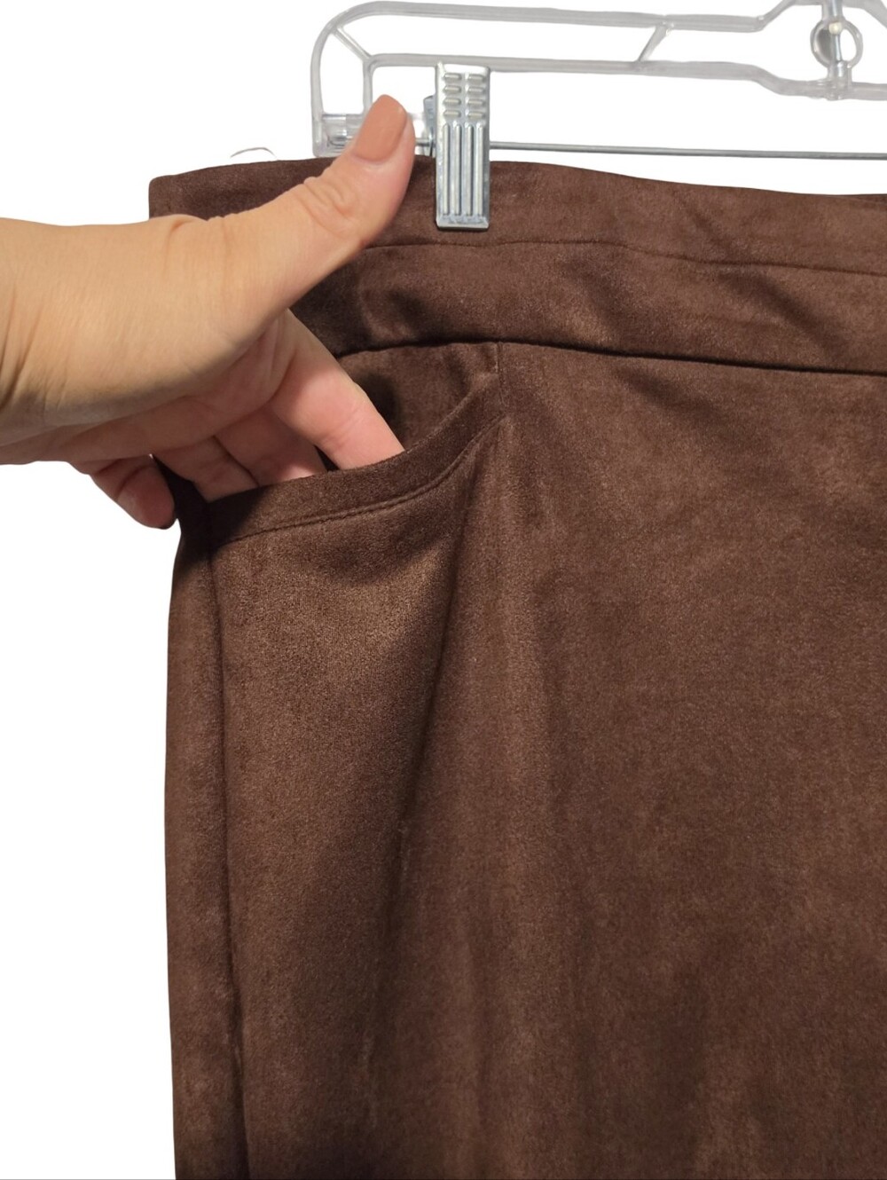 ZAC & RACHEL Pants Womens Size XL Cocoa Brown Faux Suede High Rise NWT Autumn - Picture 4 of 8